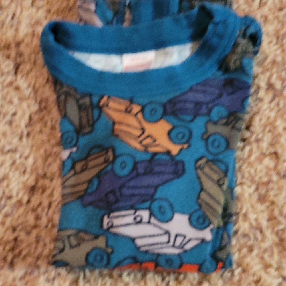 Hanna Andersson Blue Car Print Kids Pajama Set, Long Sleeve Shirt And Pants